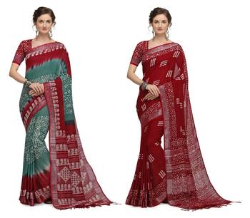 Iris Handloom Cotton Slub Zari Wex Batik Print saree 1