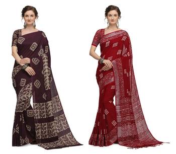 Iris Handloom Cotton Slub Zari Wex Batik Print saree 1