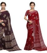 Iris Handloom Cotton Slub Zari Wex Batik Print saree