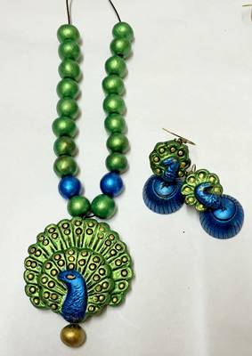 blue and green Terracotta jewellery 1