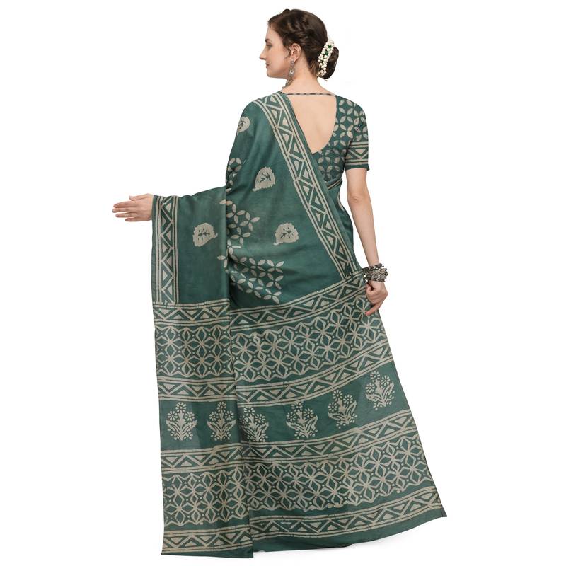 Iris Handloom Cotton Slub Zari Wex Batik Print saree