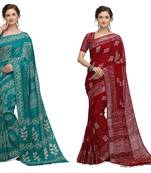 Iris Handloom Cotton Slub Zari Wex Batik Print saree