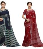 Iris Handloom Cotton Slub Zari Wex Batik Print saree