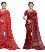 Iris Handloom Cotton Slub Zari Wex Batik Print saree