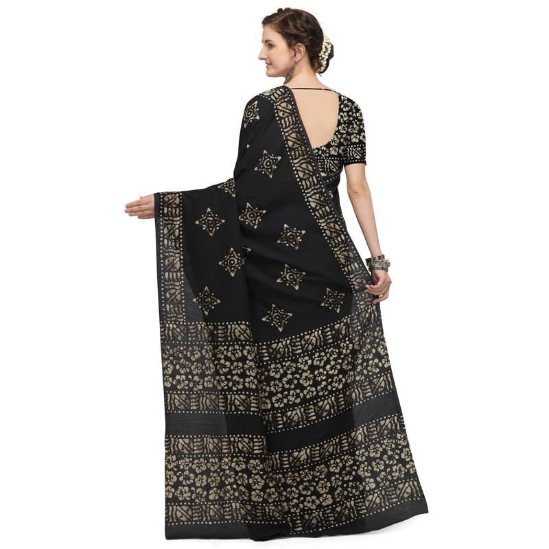 Iris Handloom Cotton Slub Zari Wex Batik Print saree