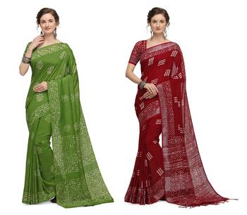 Iris Handloom Cotton Slub Zari Wex Batik Print saree 1