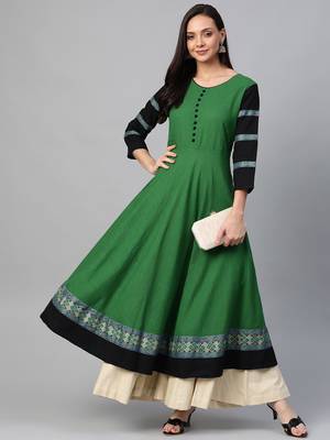 Women'S Cotton Slub Anarkali Kurta 4