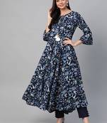 Women'S Rayon Floral Printed Anarkali Kurta