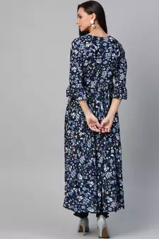 Women'S Rayon Floral Printed Anarkali Kurta