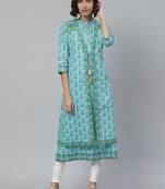 Women'S Cotton Floral Print Jacket Style Kurta