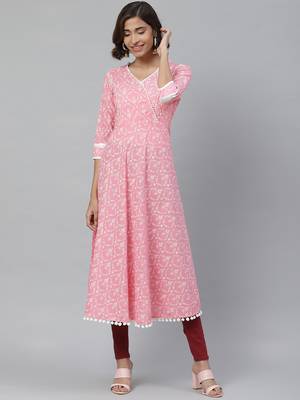 Women'S Cotton Floral Print Anarkali Kurta 1