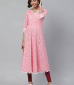 Women'S Cotton Floral Print Anarkali Kurta