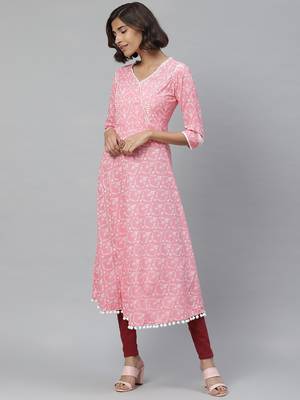 Women'S Cotton Floral Print Anarkali Kurta 2