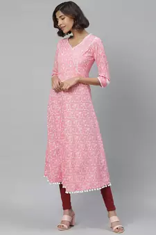 Women'S Cotton Floral Print Anarkali Kurta