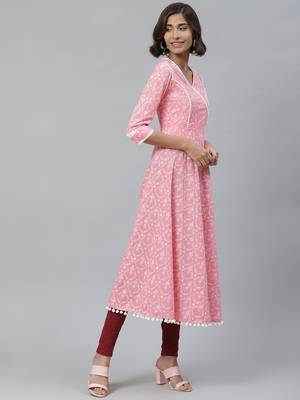 Women'S Cotton Floral Print Anarkali Kurta 3