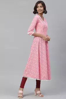 Women'S Cotton Floral Print Anarkali Kurta
