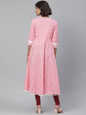 Women'S Cotton Floral Print Anarkali Kurta 4