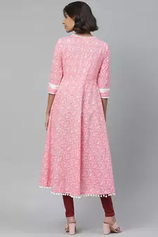 Women'S Cotton Floral Print Anarkali Kurta
