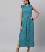 Yash Gallery Women's Rayon Zig Zag Gold Printed Straight Kurta