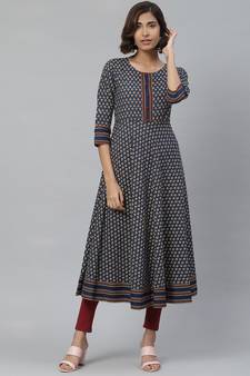 Women'S Cotton Floral Print Anarkali Kurta
