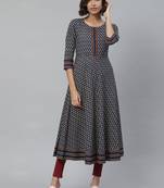 Women'S Cotton Floral Print Anarkali Kurta