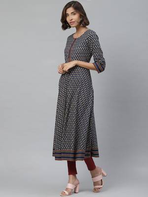 Women'S Cotton Floral Print Anarkali Kurta 2
