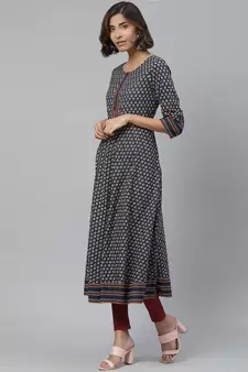 Women'S Cotton Floral Print Anarkali Kurta