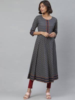 Women'S Cotton Floral Print Anarkali Kurta 3
