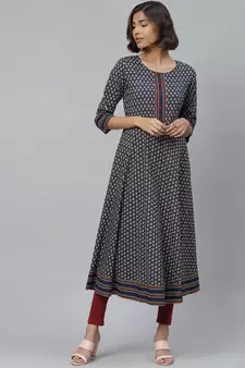 Women'S Cotton Floral Print Anarkali Kurta