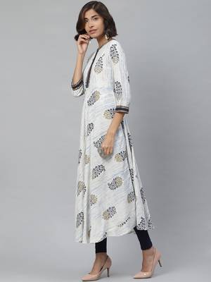 Women'S Rayon Tie Dye Floral Print Anarkali Kurta 2