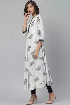 Women'S Rayon Tie Dye Floral Print Anarkali Kurta