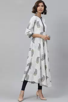 Women'S Rayon Tie Dye Floral Print Anarkali Kurta