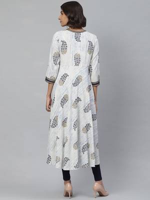 Women'S Rayon Tie Dye Floral Print Anarkali Kurta 4