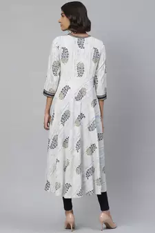 Women'S Rayon Tie Dye Floral Print Anarkali Kurta