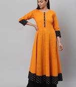 Women'S Cotton Slub Mustard Anarkali Kurta