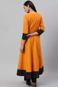 Women'S Cotton Slub Mustard Anarkali Kurta