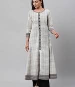 Women'S Cotton Slub Geomatrical Printed Anarkali Kurta