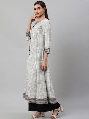 Women'S Cotton Slub Geomatrical Printed Anarkali Kurta 2