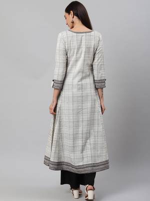 Women'S Cotton Slub Geomatrical Printed Anarkali Kurta 4