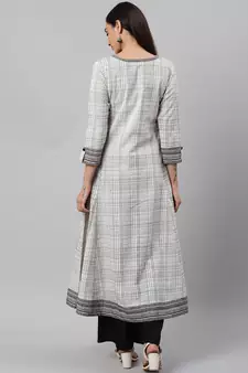 Women'S Cotton Slub Geomatrical Printed Anarkali Kurta