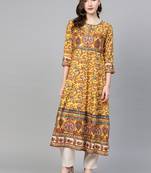 Women'S Rayon Floral Printed  Anarkali Kurta