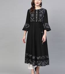Women'S Cotton Slub Bandhej Print Anarkali Kurta