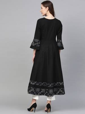Women'S Cotton Slub Bandhej Print Anarkali Kurta 4