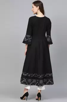 Women'S Cotton Slub Bandhej Print Anarkali Kurta