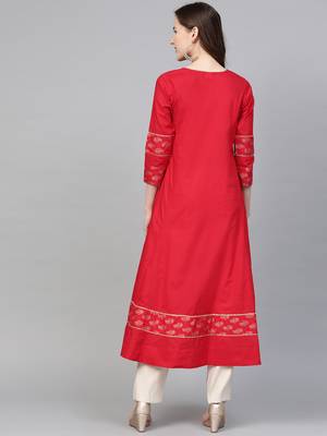 Women'S Cotton Floral Printed Anarkali Kurta 4