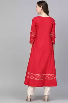 Women'S Cotton Floral Printed Anarkali Kurta