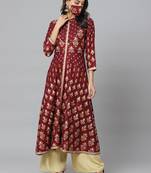 Women'S Rayon Floral Printed Anarkali Kurta