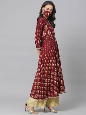 Women'S Rayon Floral Printed Anarkali Kurta 2