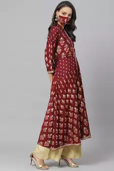 Women'S Rayon Floral Printed Anarkali Kurta