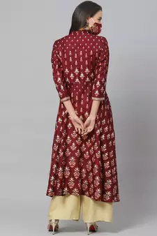 Women'S Rayon Floral Printed Anarkali Kurta